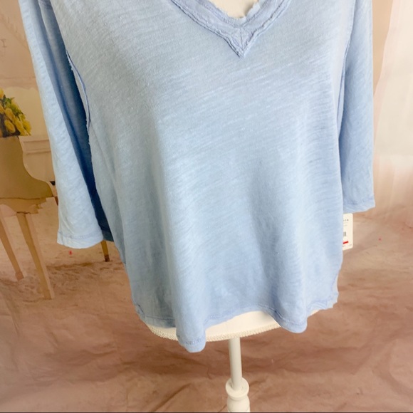 NEW Free People Clouds Sky Linen Tee in Soft blue - Picture 7 of 11